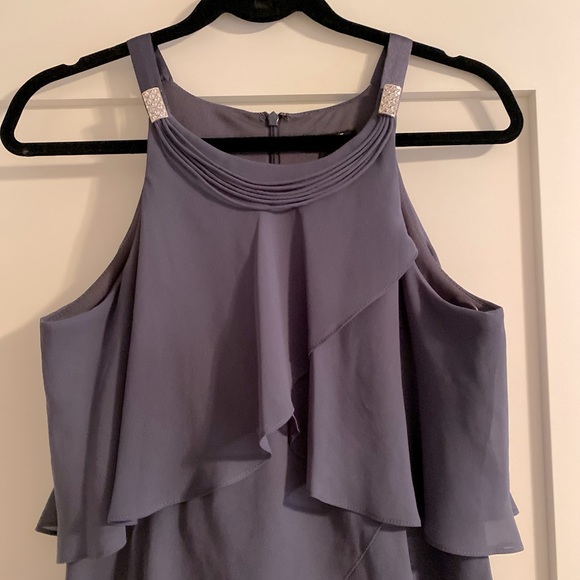 SLNY gray ruffled dress - Picture 2 of 3
